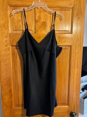 H&M Black Mini Slip Dress with Spaghetti Straps